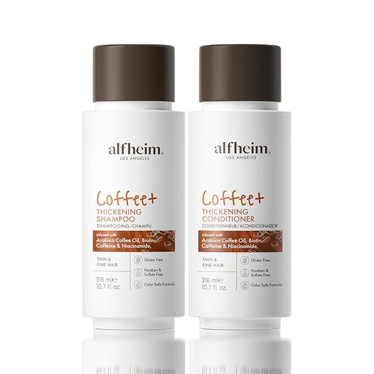 Alfheim Caffeine Shampoo and Conditioner Set - Strengthens Hair, Biotin, Niacinamide - 10.7 oz Each