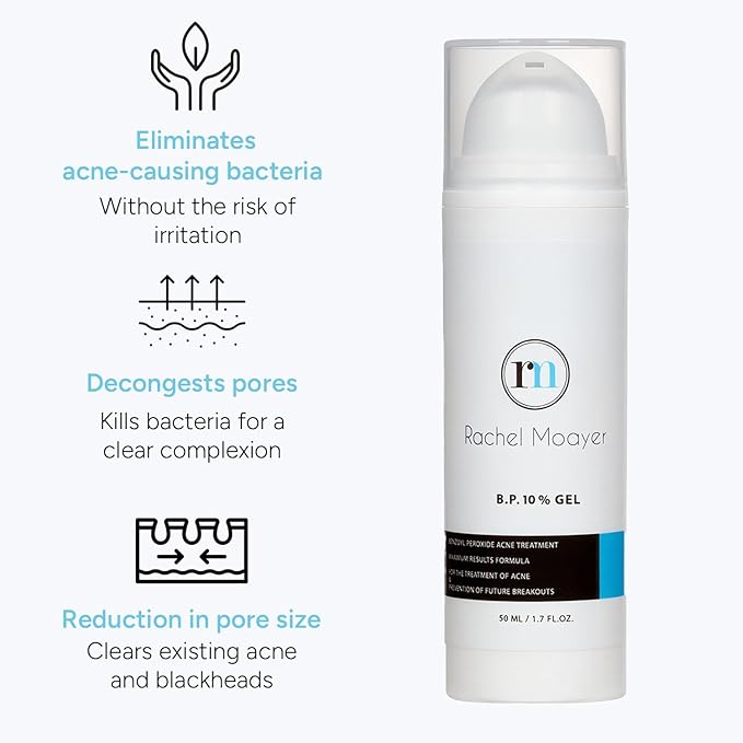 RM Benzoyl Peroxide Face and Body Gel 10% Medical grade Micronized benzoyl peroxide (without the prescription) acne treatment