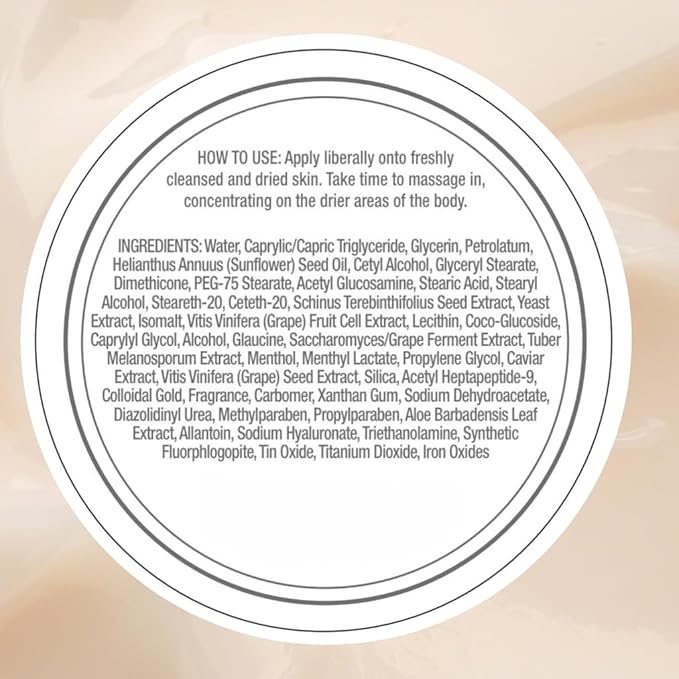 Consult Beaute Champagne Lift Hydrating Firming Body Cream with Pink Pepperslim for Crepey Skin Moisturizer Tightens, Tones & Hydrates Dry Skin on Arms & Legs - 8 oz.