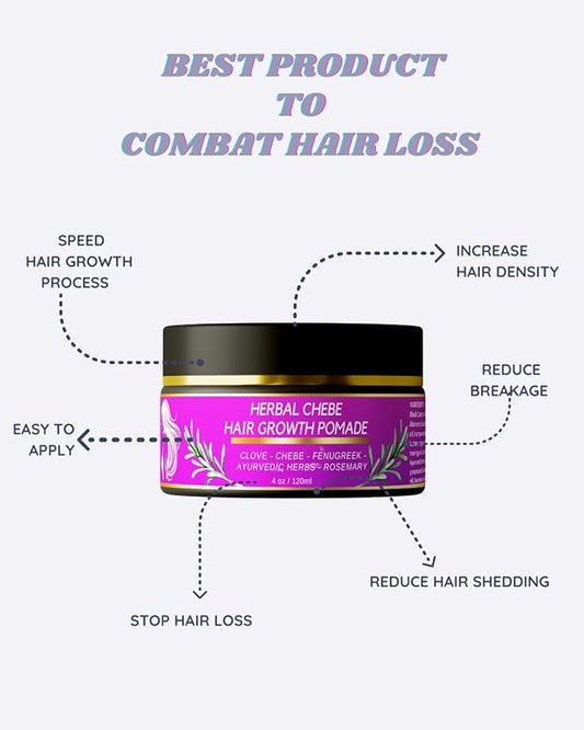 CHEBE MAGIC HAIR GROWTH GREASE, with Organic Chebe from Chad, Rosemary, Moringa leaf and Ayurvedic herbs. Stimulate scalp for Rapid Growth. For All Hair Types 4 oz (120ml)