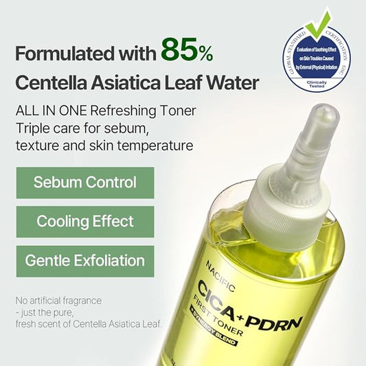 NACIFIC CICA PDRN First Toner 5.07 fl oz 150ml – Centella Asiatica & PDRN for Sensitive Skin, Cooling Spot Toner, Balancing & Soothing Korean Skincare
