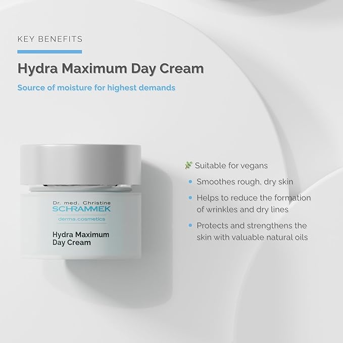 Hydra Maximum Day Cream (1.7 fl oz) - Deep Moisture for Skin - Hyaluronic Acid - Face Moisturizer - Face Cream - Skin Care - Dr. Schrammek