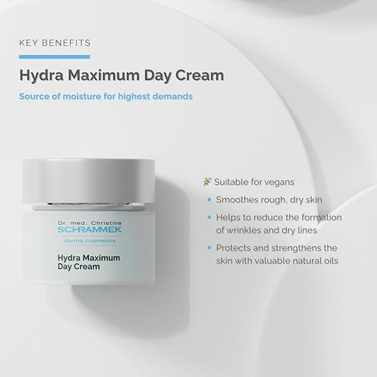 Hydra Maximum Day Cream (1.7 fl oz) - Deep Moisture for Skin - Hyaluronic Acid - Face Moisturizer - Face Cream - Skin Care - Dr. Schrammek