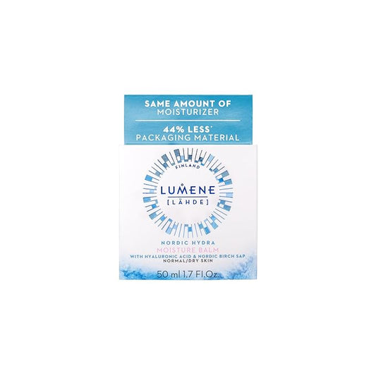 Lumene Nordic Hydra [Lahde] Moisture Balm - Lightweight Face Cream + Dry Skin Hydrating Balm - Organic Nordic Birch Sap, Arctic Spring Water & Plumping Hyaluronic Acid (1.7 oz)