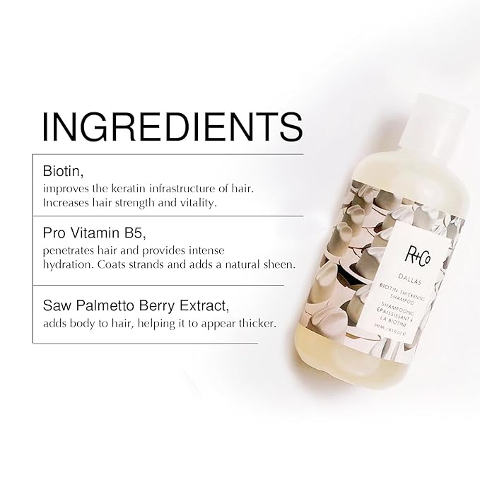 R+Co Dallas Biotin Hair Thickening Shampoo and Conditioner Set (33.8 Oz) + Deluxe Sample (.5 Oz) | For Hair Growth | Sulfate-Free | Vegan + Cruelty-Free |