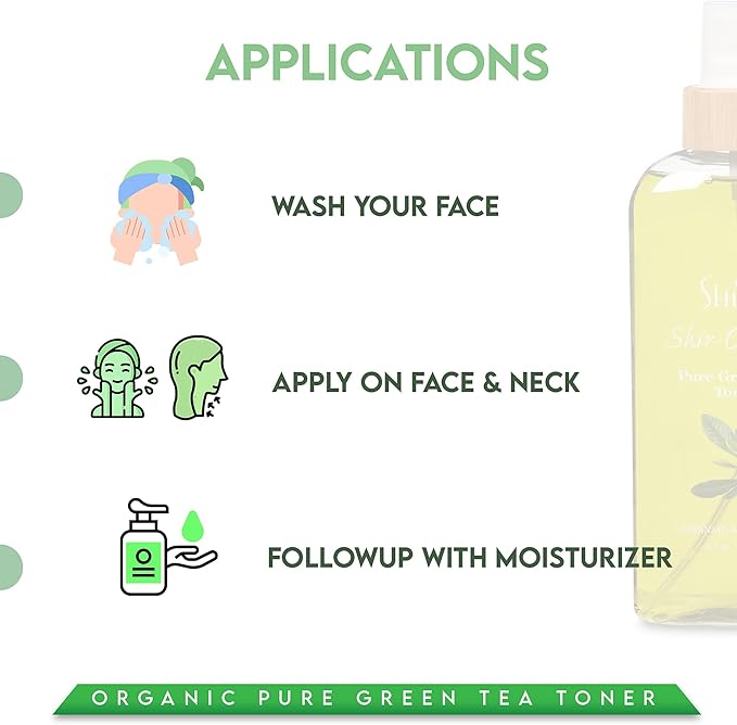 Shir-Organic Pure Green Tea Toner Natural Refreshing- Hydrating Toner for Face for Normal to Oily Skin Type (200ml)