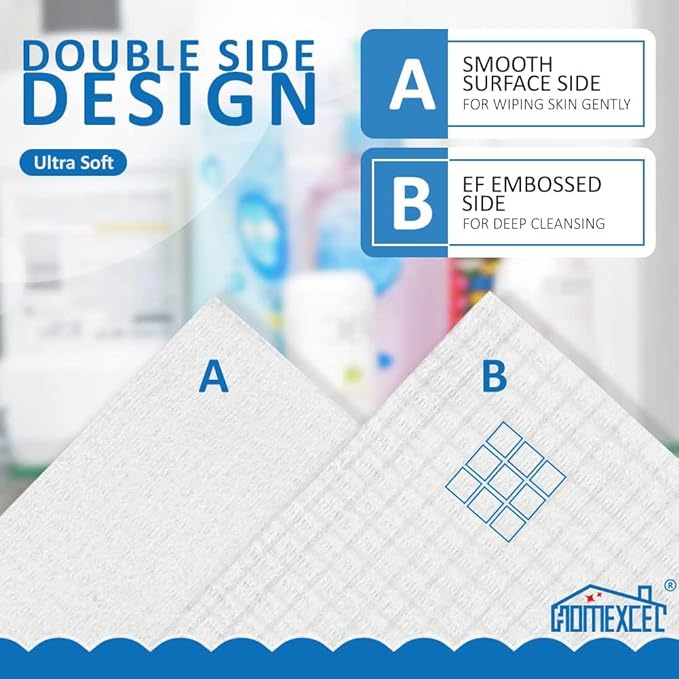 HOMEXCEL Face Towels 50 Count, Disposable Makeup Remover Wipes, Super Soft Biodegradable Dry Facial Hand Clean Facial Towels Wash Cloth