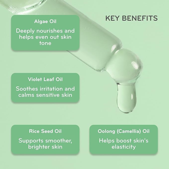 pürlisse Glow Revival Hydrating Face Oil for Women & Men - Enriched with Violet Leaf & Algae Oil for an Even Complexion - Soothing Oolong Extract Helps Boost Elasticity & Calm Irritation (1 Fl oz)