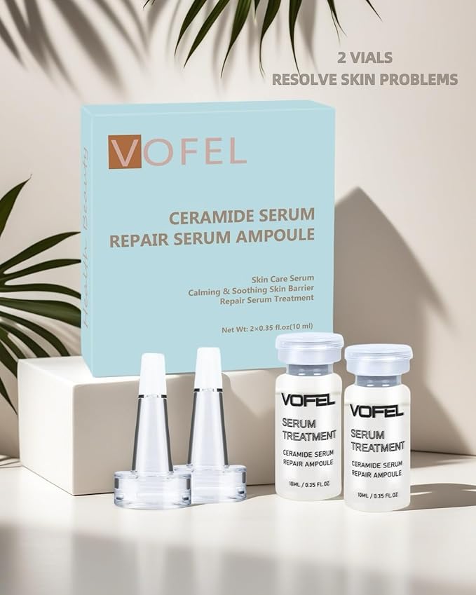 Ceramide Serum for Skin Barrier Repair, Hydrating Serum to Reduce Dryness and Wrinkles, 5% Ceramide Face Serum Ampoule Solution 2 Vials