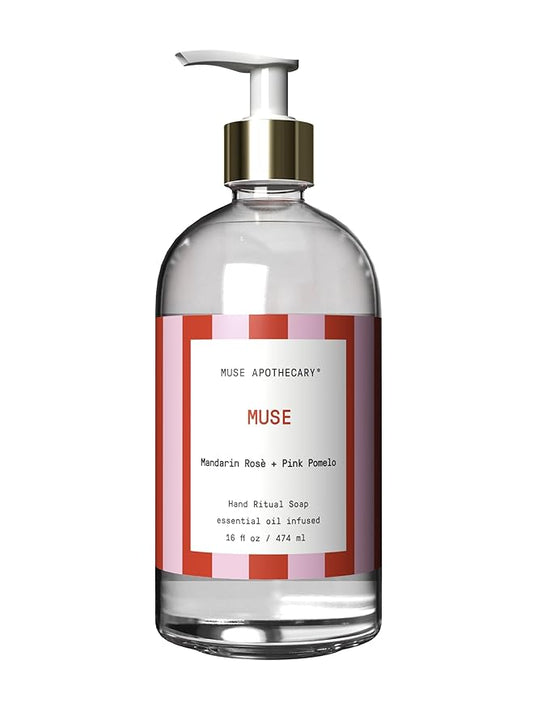 Muse Apothecary Hand Ritual - Aromatic and Nourishing Hand Soap, Infused with Natural Aromatherapy Essential Oils - Great Valentine's Day Gift - 16 oz, Mandarin Rosè + Pink Pomelo