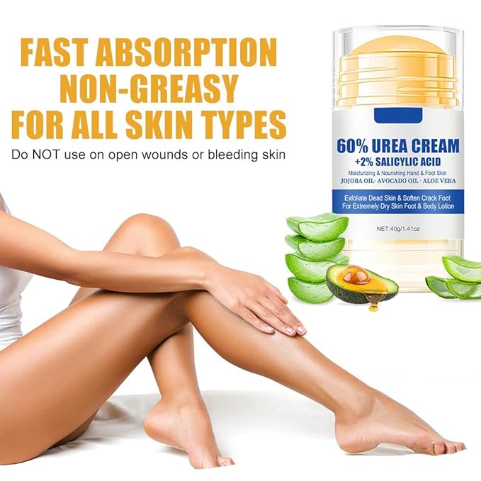 60% Urea Hydrating and Anti-Cracking Foot Cream, Upgraded Moisturising and Relieves Cracking and Dryness Foot Cream, Foot Lotion Heel Stick Repairs and Hydrates Dry and Cracked Feet and Hand