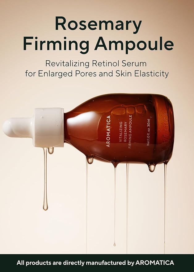 AROMATICA Vitalizing Rosemary Firming Ampoule Serum - Skin Revitalizing Retinol Serum for Face, Moisturizing & Strengthening Skin Barrier (30ml)