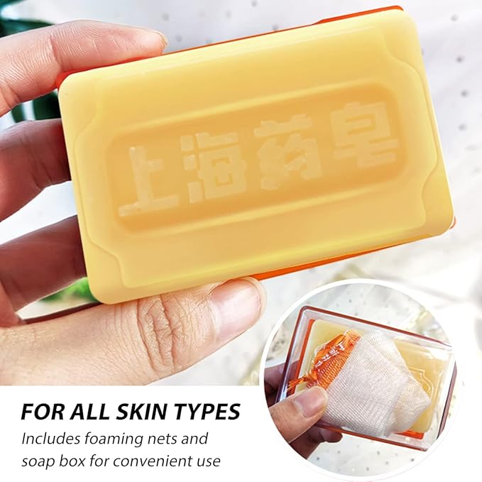 Bee & Flower Shanghai Yaozao Sulfur Soap for Acne Treatment 10% Sulfur Soap Cleansing Bar for Face and Body, All Natural Facial Cleanser for Acne, Oily Skin, 3.5oz