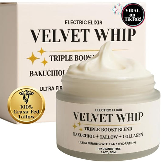 Beef Tallow for Skin - Organic Moisturizer Cream - 100% Grass Fed, Whipped - Anti-Aging, Deep Hydration Face Cream with Bakuchiol, Retinol Alternative for Wrinkle Repair, Eczema Relief & Brightening