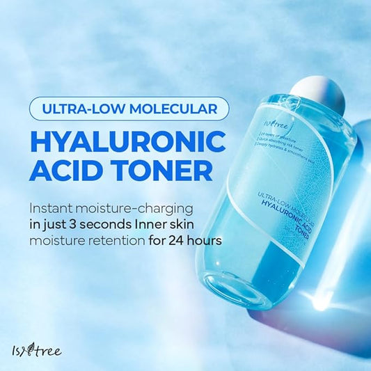 ISNTREE Ultra-Low Molecular Hyaluronic Acid Toner 300ml, 10.14 fl.oz | Korean Skincare | Quick Absorbing | Deep Hydration & Skin Smoothing | Vegan & Fragrance-Free