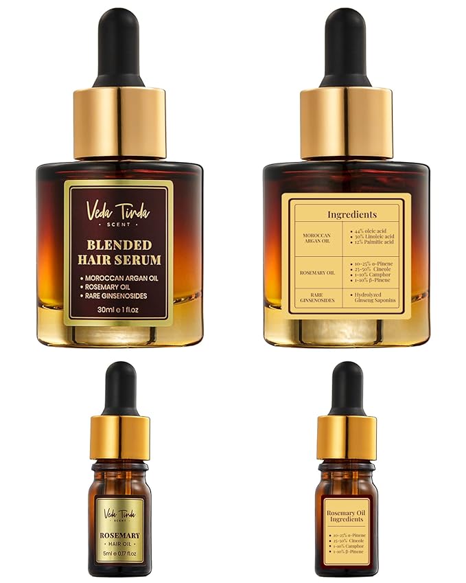 Hair Serum Applicator & Rosemary Oil & Moroccan Argan Oil, Scalp Massager for Hair Growth, Scalp Care Essential Oil Set for Men and Women