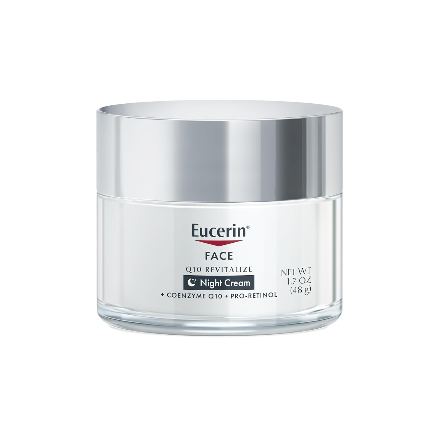 Eucerin Q10 Anti-Wrinkle Night Cream with Pro-Retinol – Fragrance-Free Moisturizer for Sensitive Skin – Firming & Hydrating Facial Cream for Fine Lines & Wrinkles – 1.7 Oz Jar