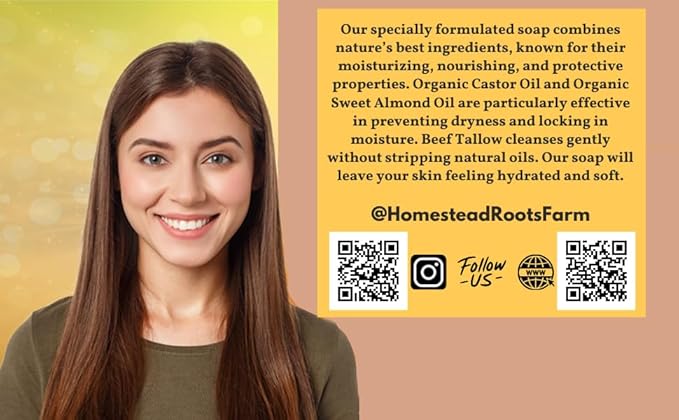 -Amber Vanilla- Handcrafted with Grass-Fed Beef Tallow and Organic Oils - Scented with Organic Essential Oils - Artisanal Bar Soap - 3 Pack - Each Bar Unique