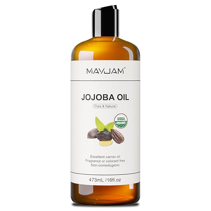 16 Oz Jojoba Oil for Skin, USDA Certified Cold Pressed Jojoba Oil for Hair, Face, Body, Ear Stretch, Nails,Massage, Deeply Moisturizing, Carrier Oil for Essential Oils Mixing(473ML)