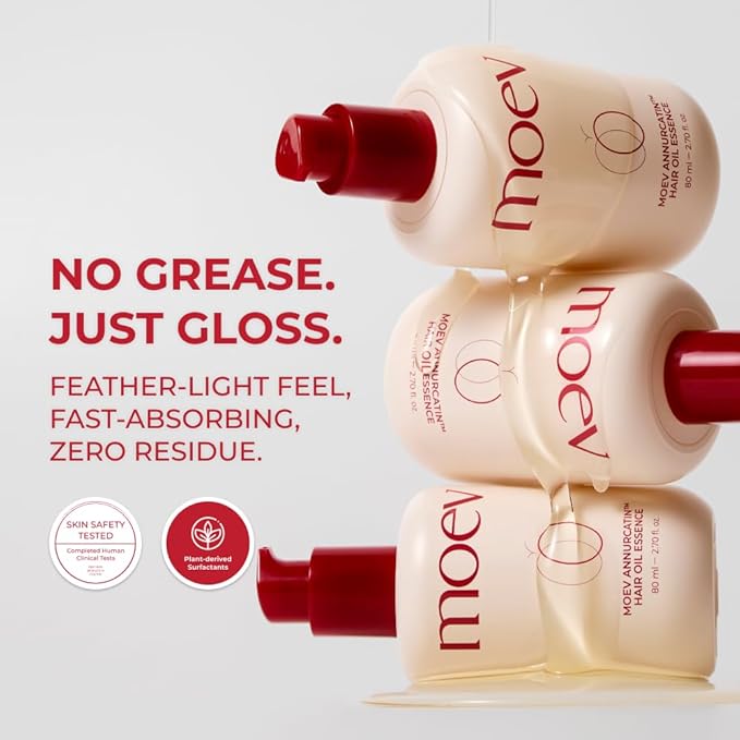 MOEV ANNURCATIN Hair Oil Essence, Heat Protect Hair Serum, Korean Nourishing Perfumed Oil for Dry, Frizzy, Damaged Hair, Anti-Frizz with Apple Seed Oil, Lightweight for Shine and Softness 2.7 fl.oz.