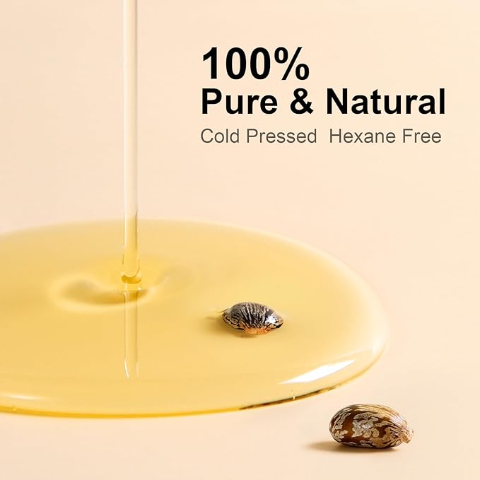 Castor Oil EWG Verified 4oz Glass Bottle - 100% Pure, Cold Pressed, Hexane Free, Virgin Caster Oils for Face, Eyelash, Eyebrow, Hair - with Lash Starter Kit & Empty Roller Ball Bottle