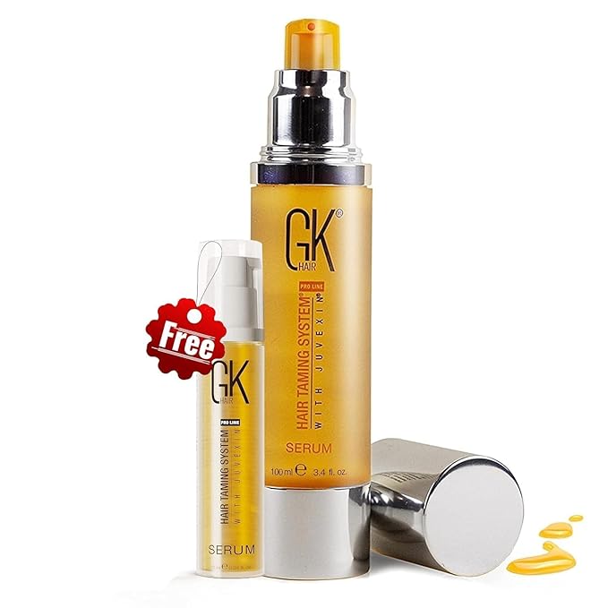 GK HAIR Global Keratin 100% Organic Argan Oil Frizz Control Serum (10ml) & (100ml) for Smoothing Nourishing Heat Protection – Enhance Shine & Restore Healthy Radiance
