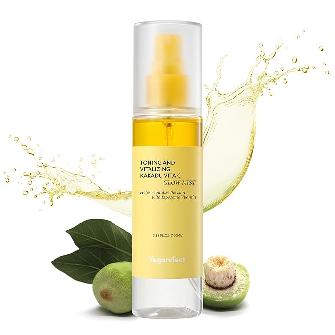 Vitamin C Glow Mist for Radiant Skin, Hydrating Serum Mist with Niacinamide & Glutathione, Korean Vegan Skincare, 3.38 Fl Oz