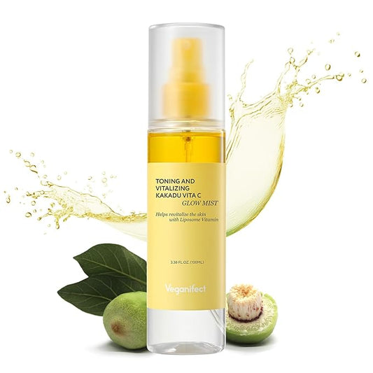 Vitamin C Glow Mist for Radiant Skin, Hydrating Serum Mist with Niacinamide & Glutathione, Korean Vegan Skincare, 3.38 Fl Oz