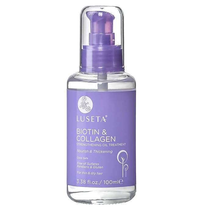 L LUSETA Biotin Hair Growth Serum with Collagen, Hair Oil for Thin and Damage Hair Growth Oil, Biotin growth serum for Frizzy & Damaged hair, Thickening and Healthier Scalp for Men & Women 3.38 Fl Oz