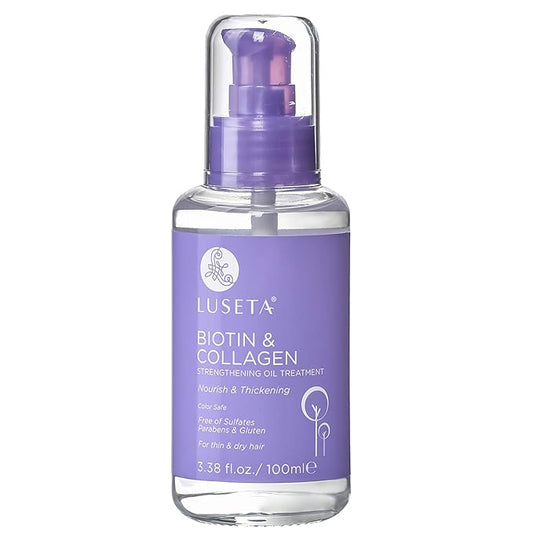 L LUSETA Biotin Hair Growth Serum with Collagen, Hair Oil for Thin and Damage Hair Growth Oil, Biotin growth serum for Frizzy & Damaged hair, Thickening and Healthier Scalp for Men & Women 3.38 Fl Oz