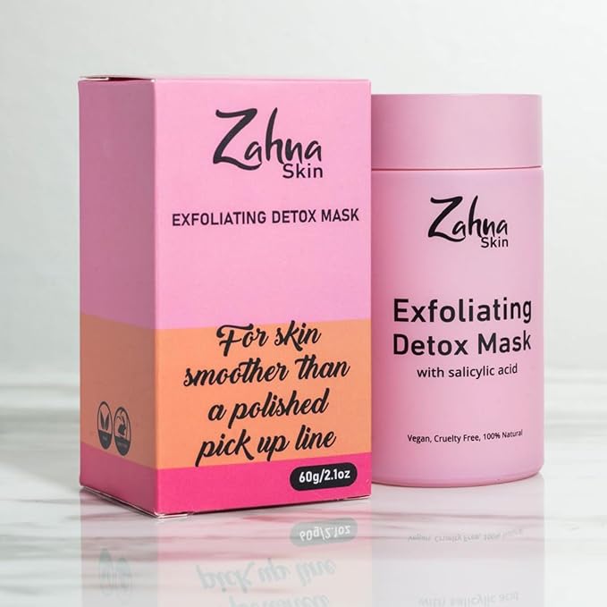 3 in 1 Exfoliating Detox Clay Mask for Face with Salicylic Acid – 100% Organic & Vegan, Detox Face Mask, Pore Cleansing Clay Face Mask for Blackheads and Pores, All Skin Types