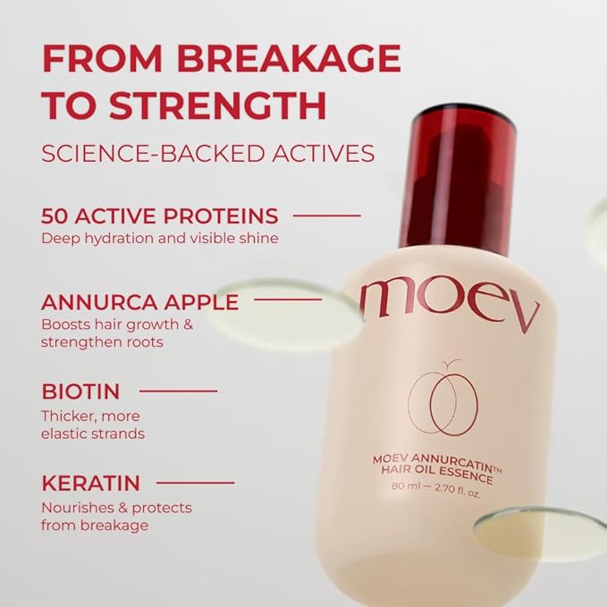 MOEV ANNURCATIN Hair Oil Essence, Heat Protect Hair Serum, Korean Nourishing Perfumed Oil for Dry, Frizzy, Damaged Hair, Anti-Frizz with Apple Seed Oil, Lightweight for Shine and Softness 2.7 fl.oz.