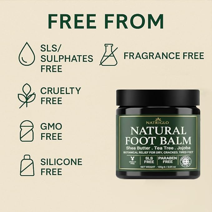 Organic Tea Tree Foot Cream for Dry Cracked Feet, Heels, Toes & Calluses - Athlete’s Foot, Odor, Itchy & Rough Skin- Heel Balm & Moisturizer for Soft, Smooth Feet & Lasting Comfort