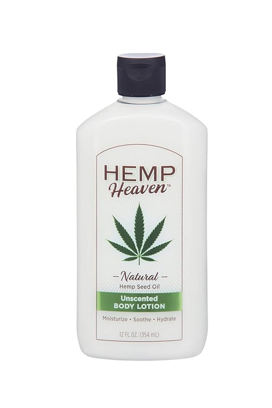Hemp Heaven Lotion - Moisturizing Body Lotion with Natural Hemp Seed Oil & Unscented Scent, 12 oz, Paraben-Free Hemp Lotion for Women & Men, Made in USA, Soothes & Nourishes