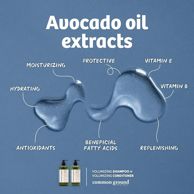 Common Ground Volumizing Natural Shampoo, Paraben and Cruelty Free, Vegan, Plant-Based, Botanical Magnolia Scent, Avocado Oil, pH5.5, Healthy Scalp, Shine, Color Safe for Men, Women
