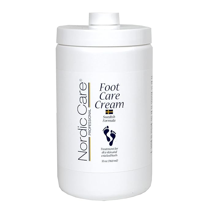 Foot Cream by Nordic Care for dry skin and cracked heels, 32oz with pump