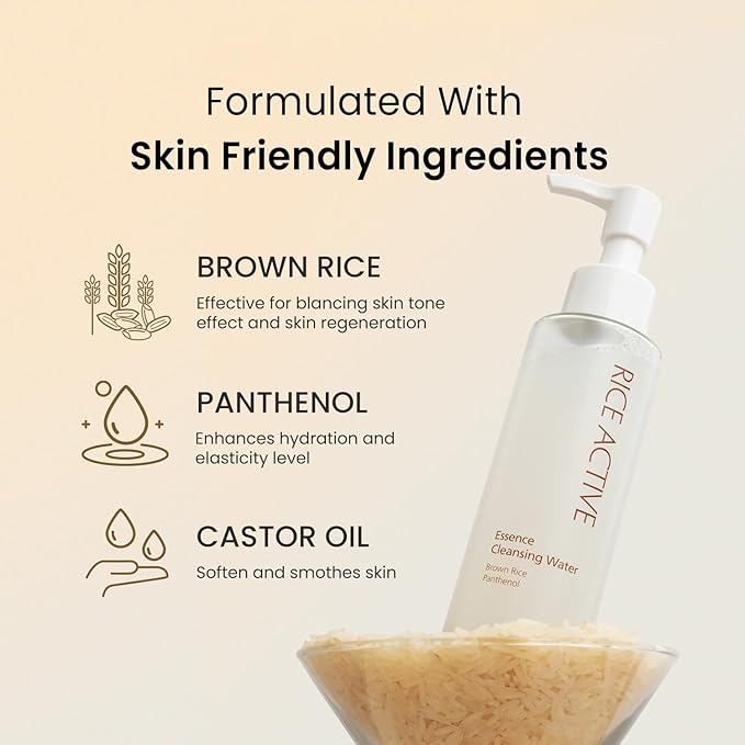 THE SKIN HOUSE Rice Essence Cleansing Water – Gentle Micellar Cleanser with Rice Extract for Hydrating | No-Rinse, Non-Irritating Makeup Remover | 150ml / 5.07 fl.oz