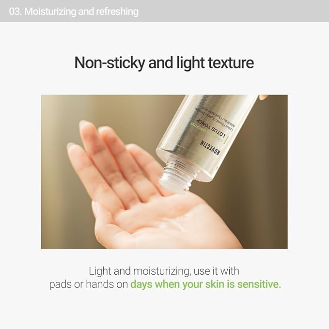 ROVECTIN Calming Lotus Water Toner - pH4.7 Extra Soothing and Hydrating for Trouble Care | 40% Lotus Flower Extract for Purifying | Hyaluronic Acid, Alcohol-Free, Vegan, K-Beauty (6.76 fl. oz, 200ml)