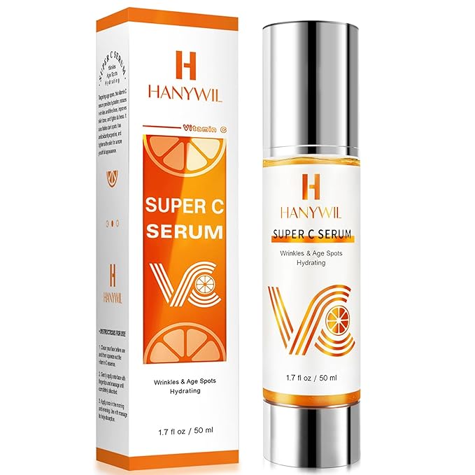 HANYWIL Super Vitamin C Serum for Women over 70, Vitamin C Serum for Face, Dark Spot Remover for Face, Hyaluronic Acid Skin Care, Targets Age Spots, Hydrates and Wrinkle Reduction 1.7fl oz