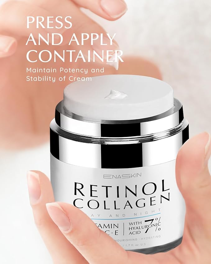 EnaSkin Retinol Cream for Wrinkles: Face Neck Collagen Cream for Tightening Skin - Anti Aging Facial Moisturizer Day and Night for Women and Men 1.7 Fl OZ