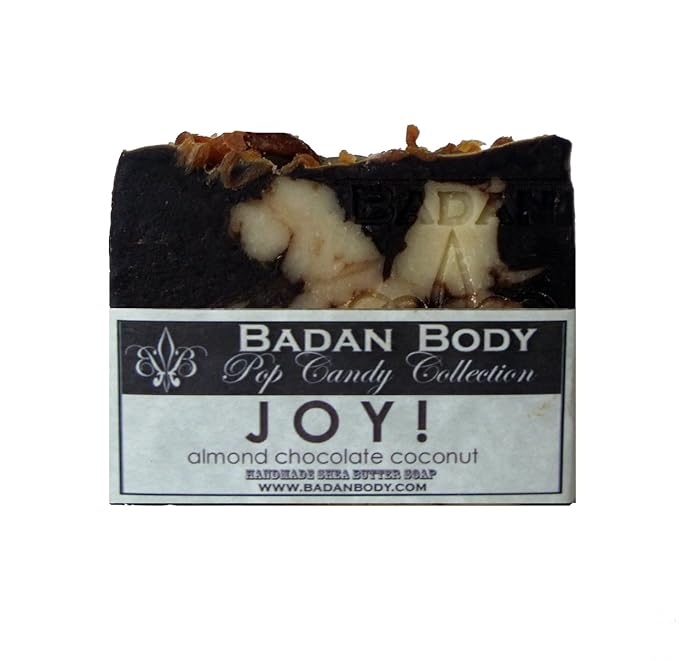 Badan Handmade Shea Butter Soap Bar - Creamy Moisturizing Dry Sensitve Skin Cleansers - Gentle Soap (Joy - Almond Chocolate Coconut, 3 Bar Pack)