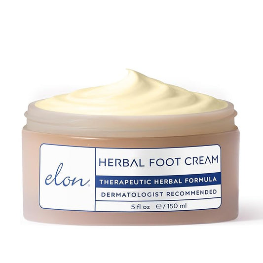 Elon Herbal Foot Cream (5 oz.) – Hydrating Foot Healing Cream w/Vitamin E & Green Tea Extract – Moisturizing & Instant Relief – For Dry Cracked Feet