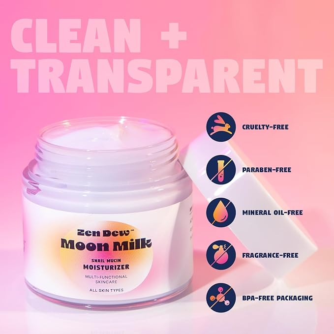 Moon Milk Snail Mucin Moisturizer Gel Cream 3.52 Oz - Blue Light Skin Defense - Korean Snail Mucin Serum Cream that Replenishes Moisture & Leaves Skin Brighter, Plumper, Soothed & Smooth - 2 Pack