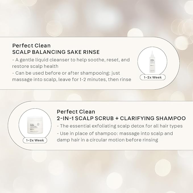 NatureLab.TOKYO Perfect Clean Clarifying Scalp Scrub 2-in-1 Shampoo and Scalp Scrub Hair Treatment (8.1 oz) & Perfect Clean Scalp Balancing Sake Rinse (7 oz)