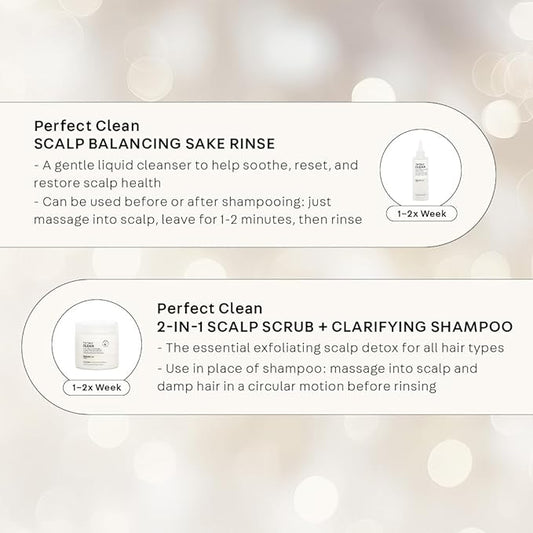 NatureLab.TOKYO Perfect Clean Clarifying Scalp Scrub 2-in-1 Shampoo and Scalp Scrub Hair Treatment (8.1 oz) & Perfect Clean Scalp Balancing Sake Rinse (7 oz)