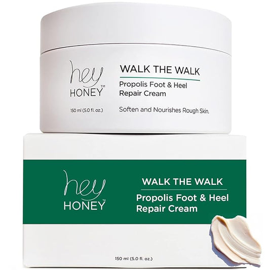 Hey Honey Walk the Walk Propolis Foot & Heel Cream for Dry, Cracked Feet | 72-Hour Hydration, Callus Remover & Odor-Fighting Moisturizer with Honey & Urea | 5 oz