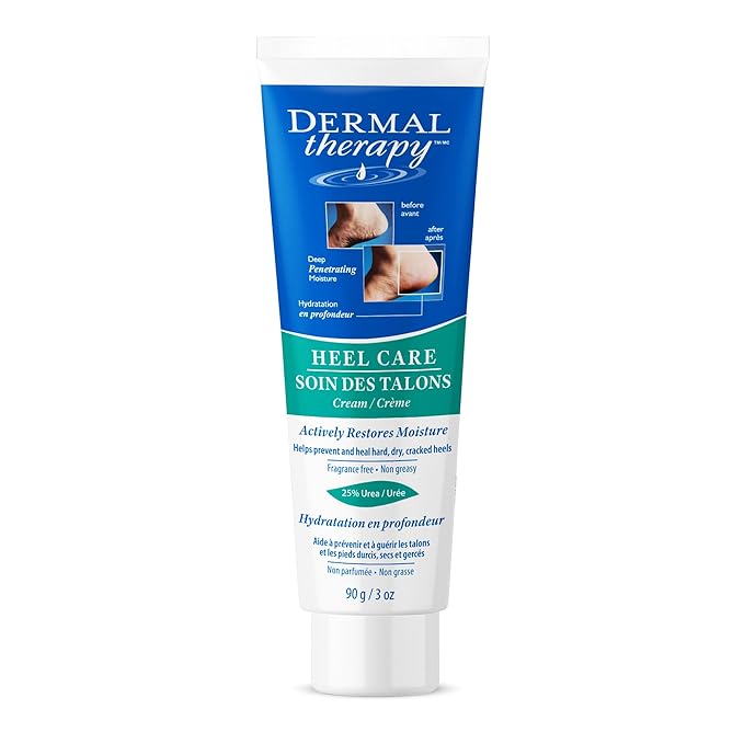 Dermal Therapy - Heel Care Cream, Foot Cream for Dry Cracked Heels, Intense Foot Moisturizer with Urea and AHA, Foot Lotion and Feet Exfoliator with Non-Greasy Formula, 3 o.z.