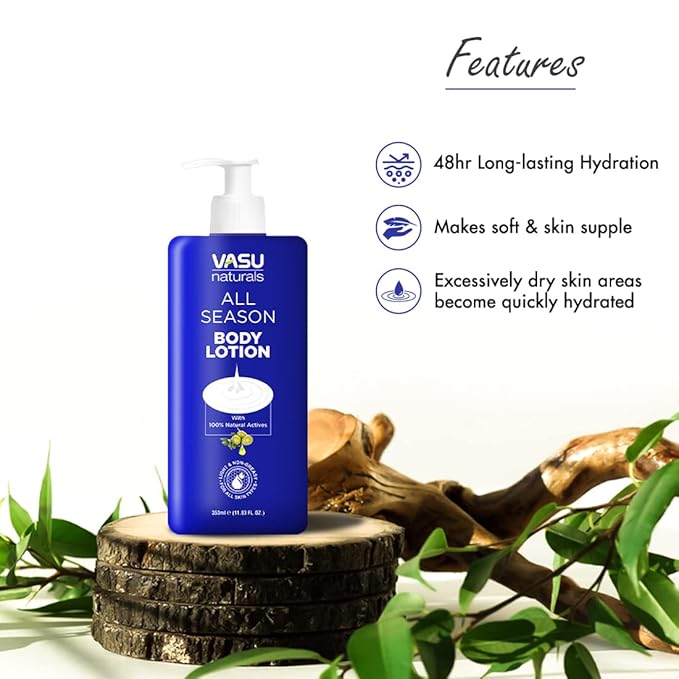 Vasu Body Lotion for All Skin Types with Shea Butter & Vitamin E, face moisturizer, body moisturizers Non-Greasy Formula, hand cream, lotion for women, lotion for men - 11.83 fl oz each (Pack of 2)