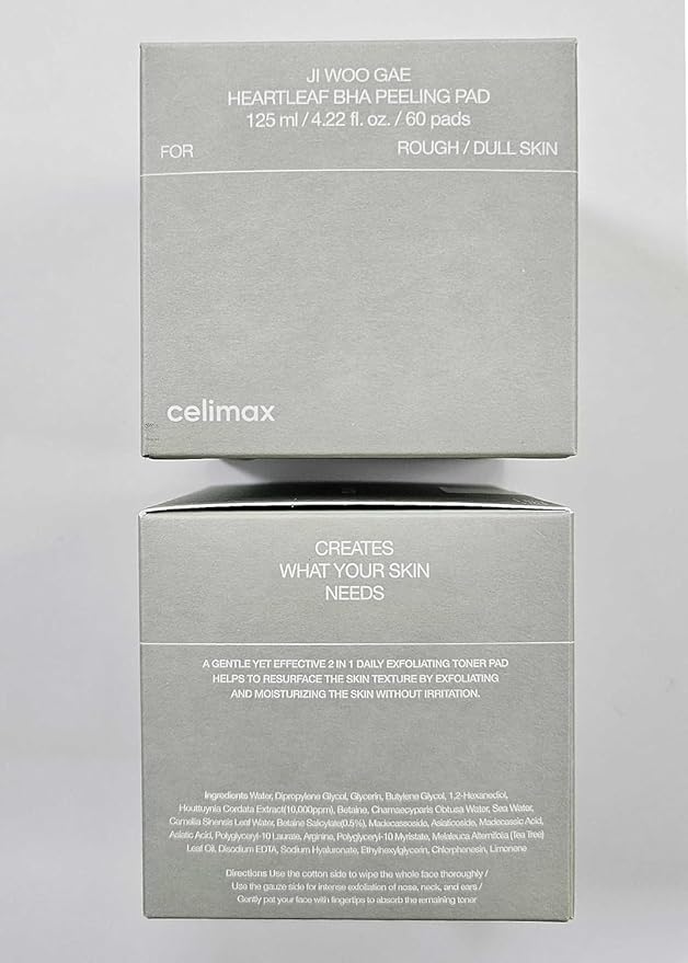 celimax Ji.Woo.Gae Heartleaf BHA Peeling Pad | with Heartleaf Extract, Exfoliating Toner Pads, Facial Peels, Hydrating, for Troubled Skin & Breakouts (60 Pads)