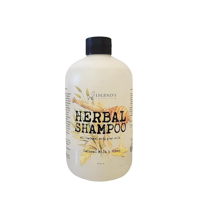 Legend's Creek Farm, Herbal Goat Milk Shampoo, Gently Cleansing & Soothing, Intense Softness & Shine, For Dry & Damaged Hair, 16 fl. Oz (Oatmeal, Milk, & Honey H.S.)